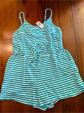 torrid Turquoise & White Striped Knit Romper